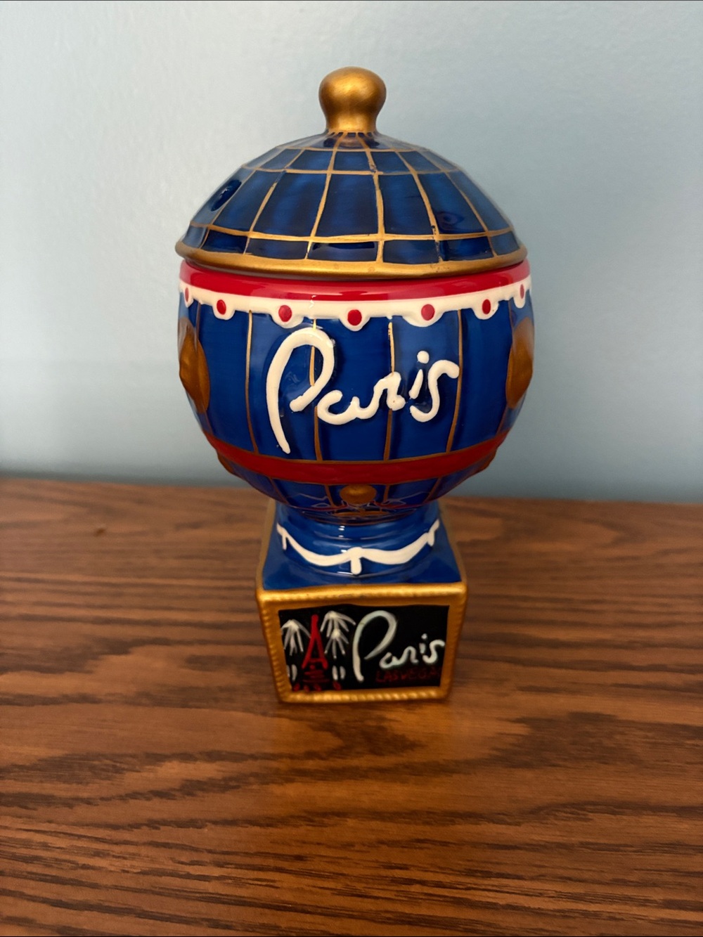 Paris Blue and Gold Decorative Trinket Jar - Unbranded
